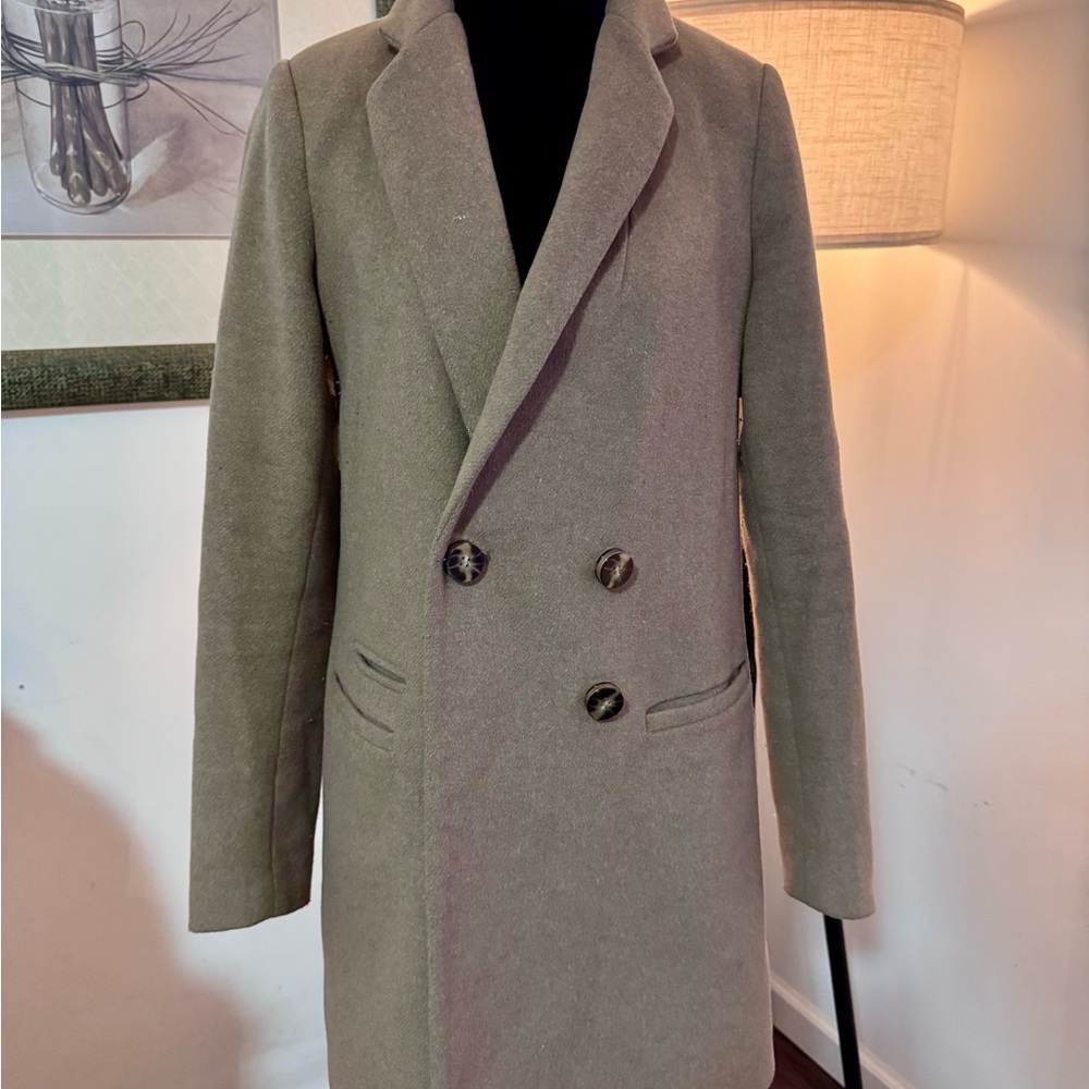 The Limited Men's Double-Breasted Pea Coat in Olive Green